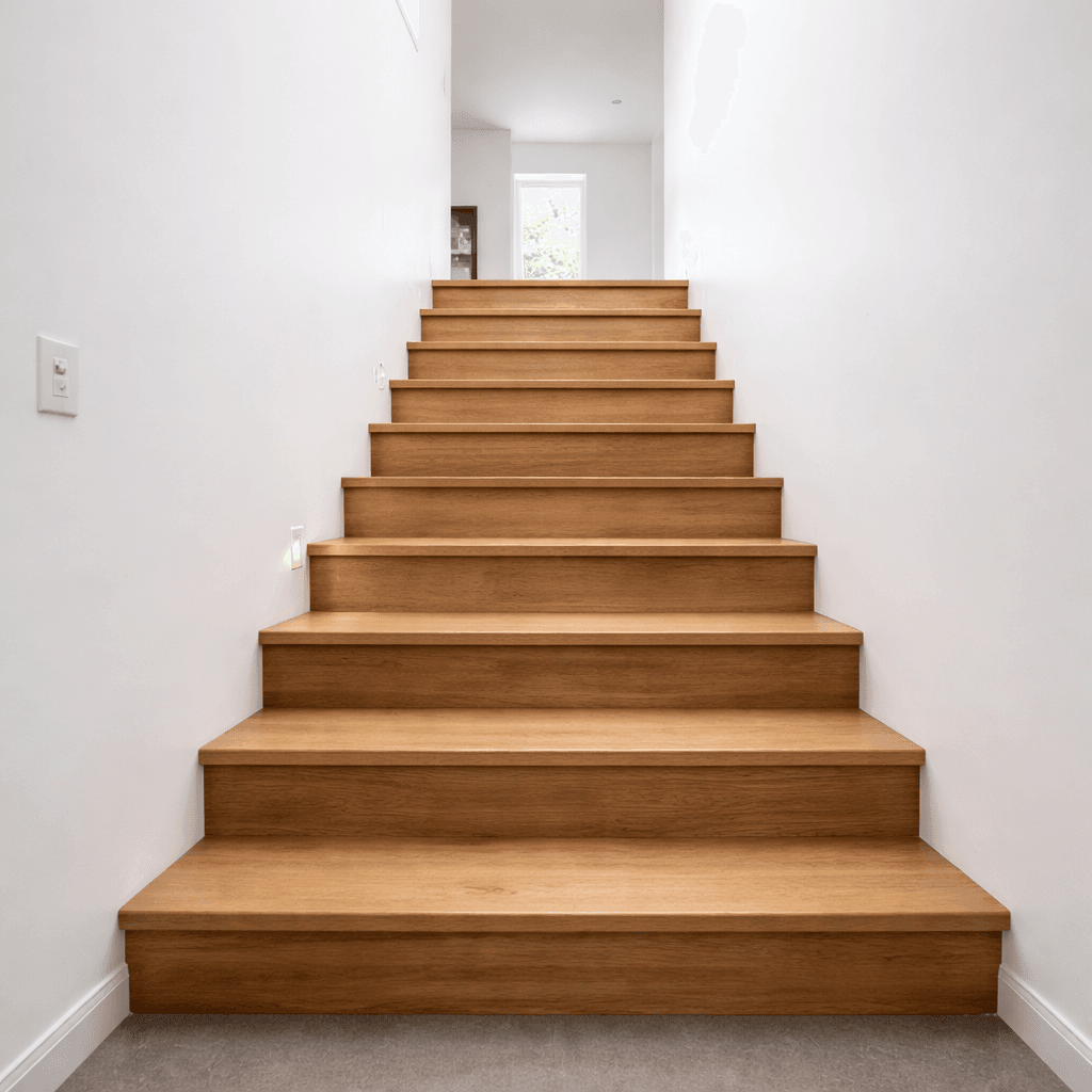Contremarches - Chêne massif ou MDF blanc acrylique. Dimensions sur mesure.